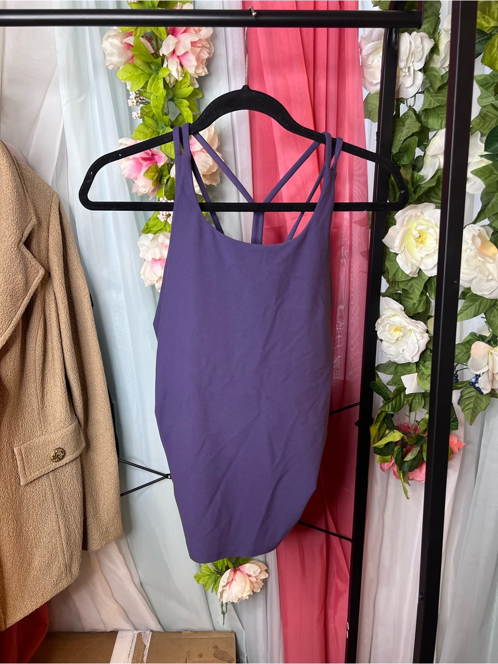 Spanx Be High Neck Shelf Tank Aubergine Sz 1X 1T